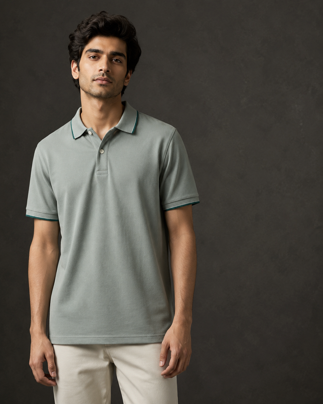 ZWURI Men’s Bird Eye Collared Polo T-Shirt