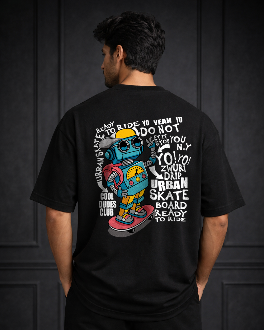 Zwuri Men Robo Skater Oversized Tee