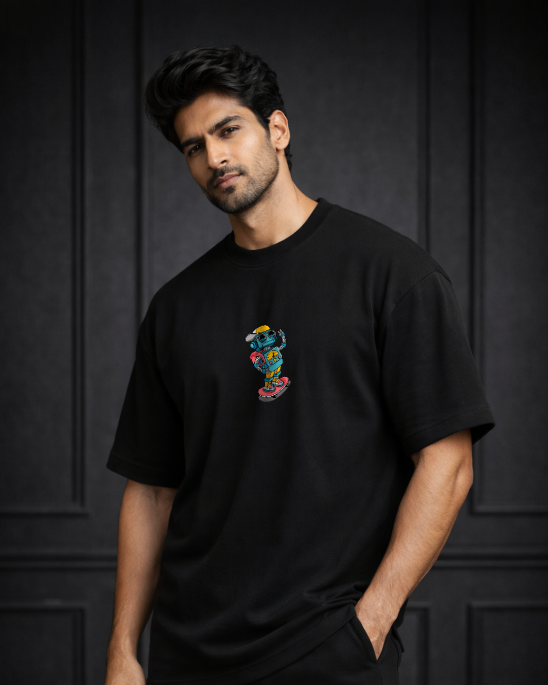 Zwuri Men Robo Skater Oversized Tee