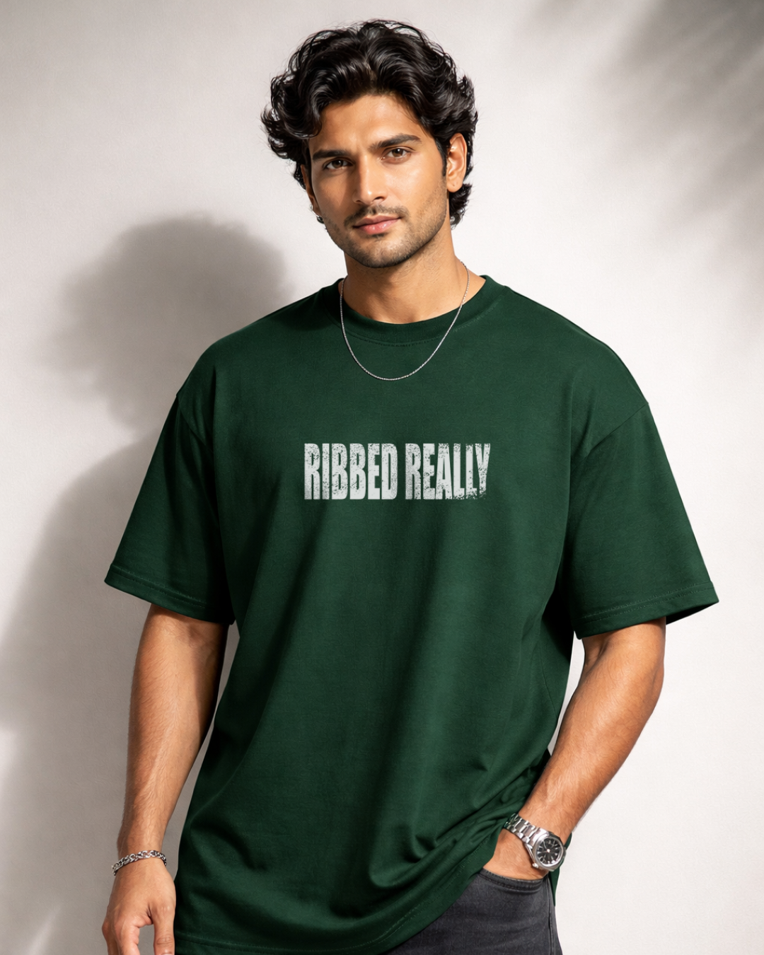 Zwuri Men Ribbed Ribs Oversized Tee