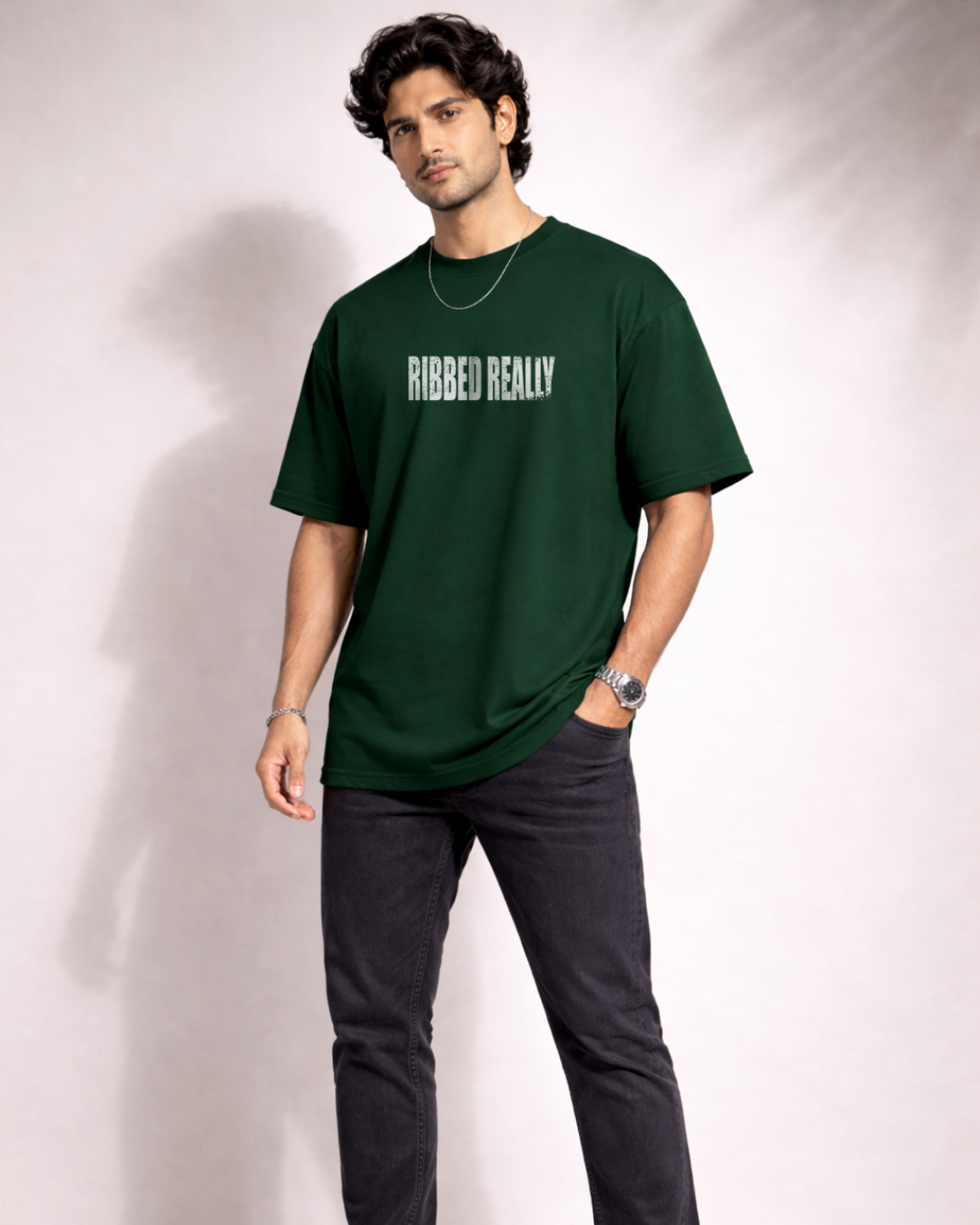Zwuri Men Ribbed Ribs Oversized Tee