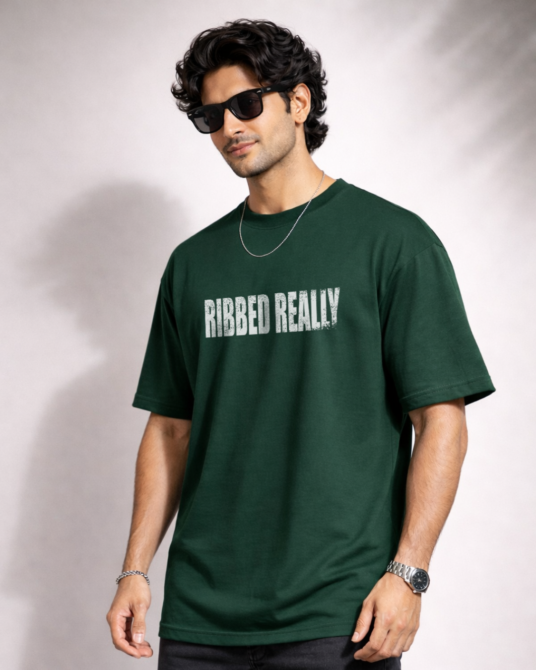 Zwuri Men Ribbed Ribs Oversized Tee