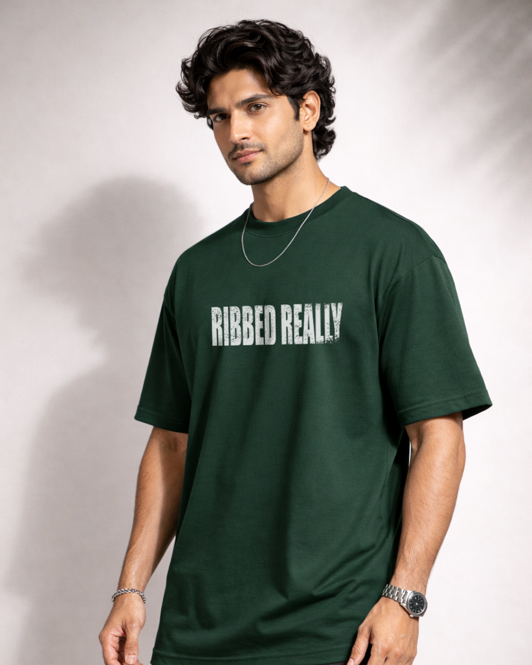 Zwuri Men Ribbed Ribs Oversized Tee