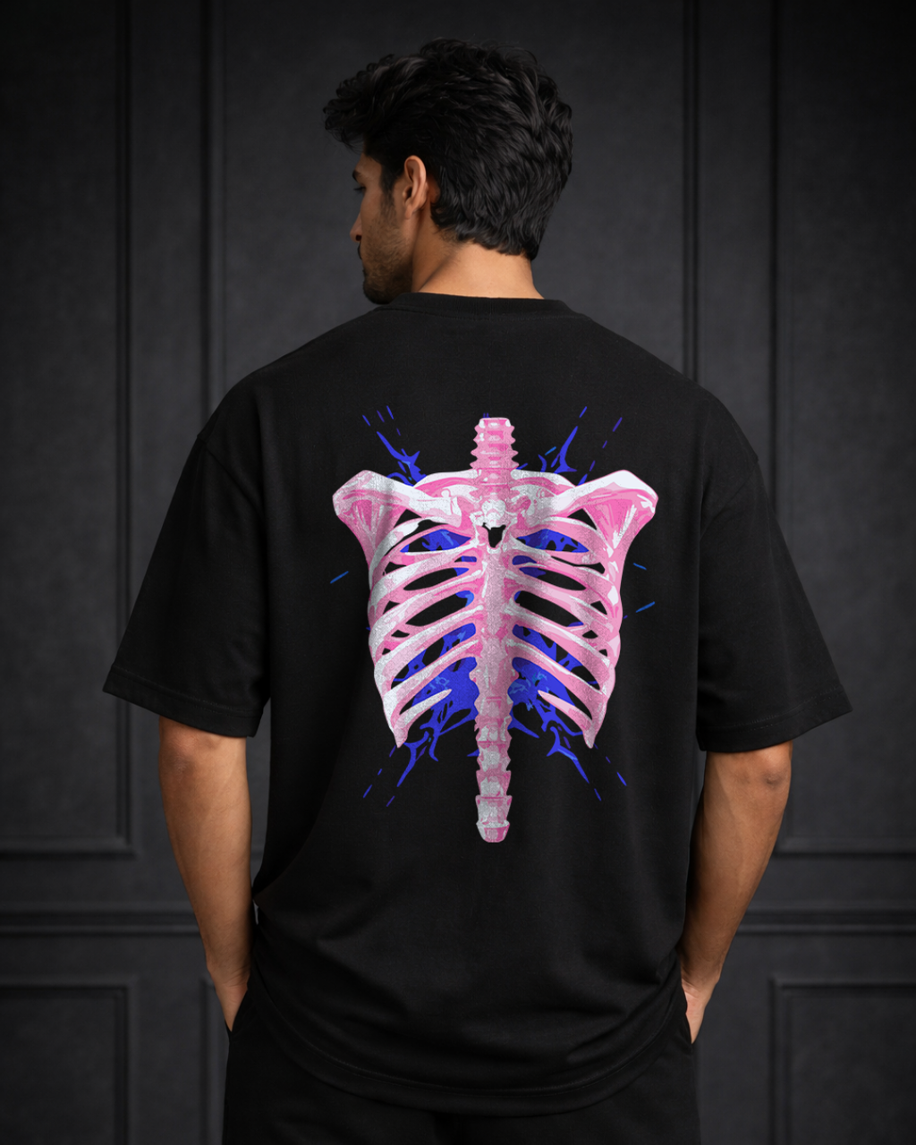 Zwuri Men Ribbed Ribs Oversized Tee