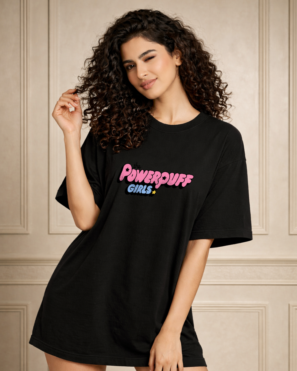 Zwuri Women Powerpuff Girls Oversized Tee