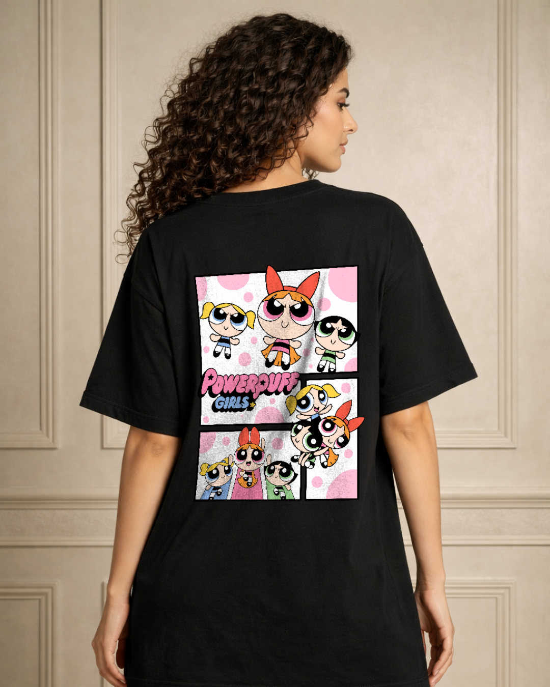 Zwuri Women Powerpuff Girls Oversized Tee