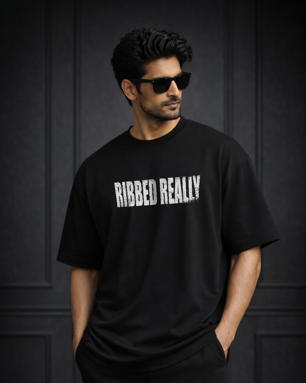 Zwuri Men Ribbed Ribs Oversized Tee