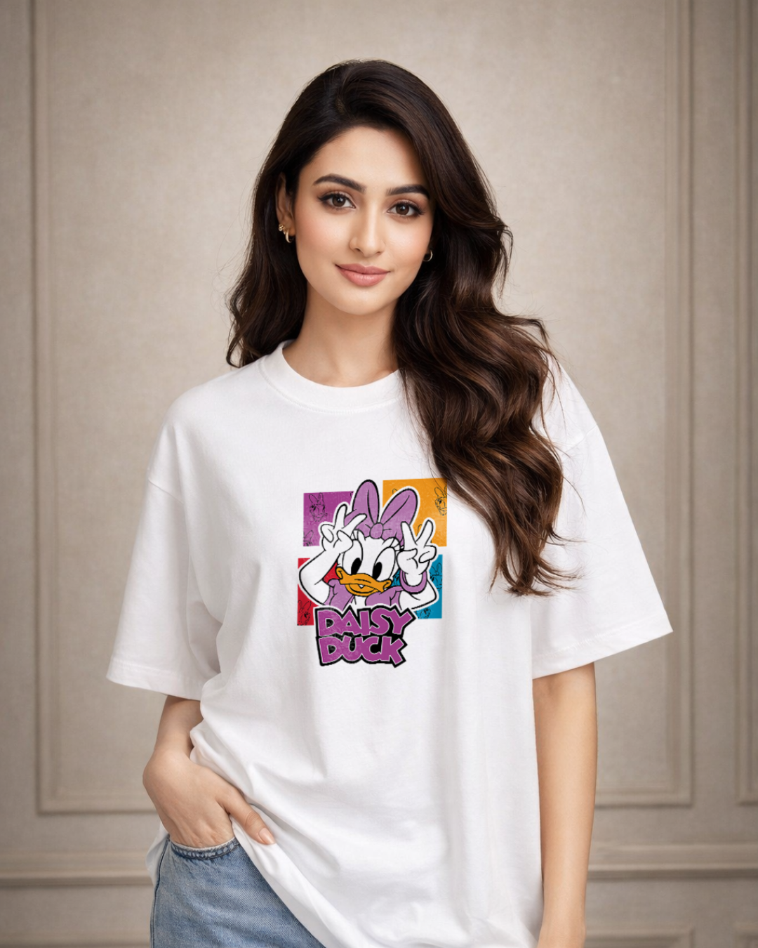 Zwuri Women Daisy Duck Oversized Tee