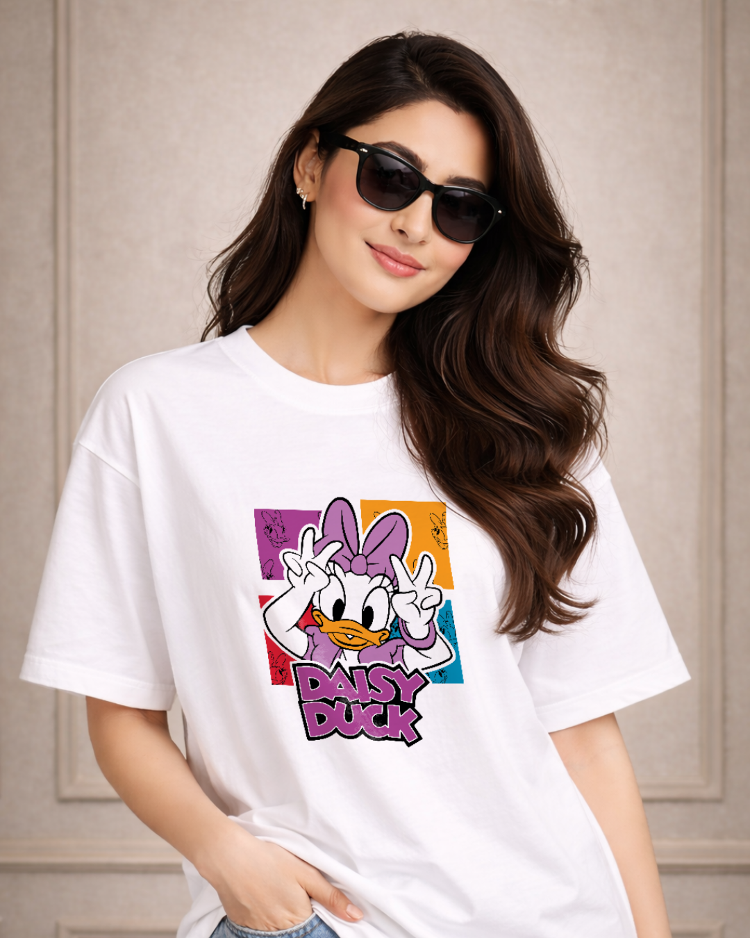 Zwuri Women Daisy Duck Oversized Tee