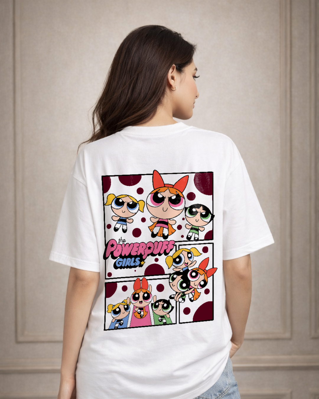 Zwuri Women Powerpuff Girls Oversized Tee