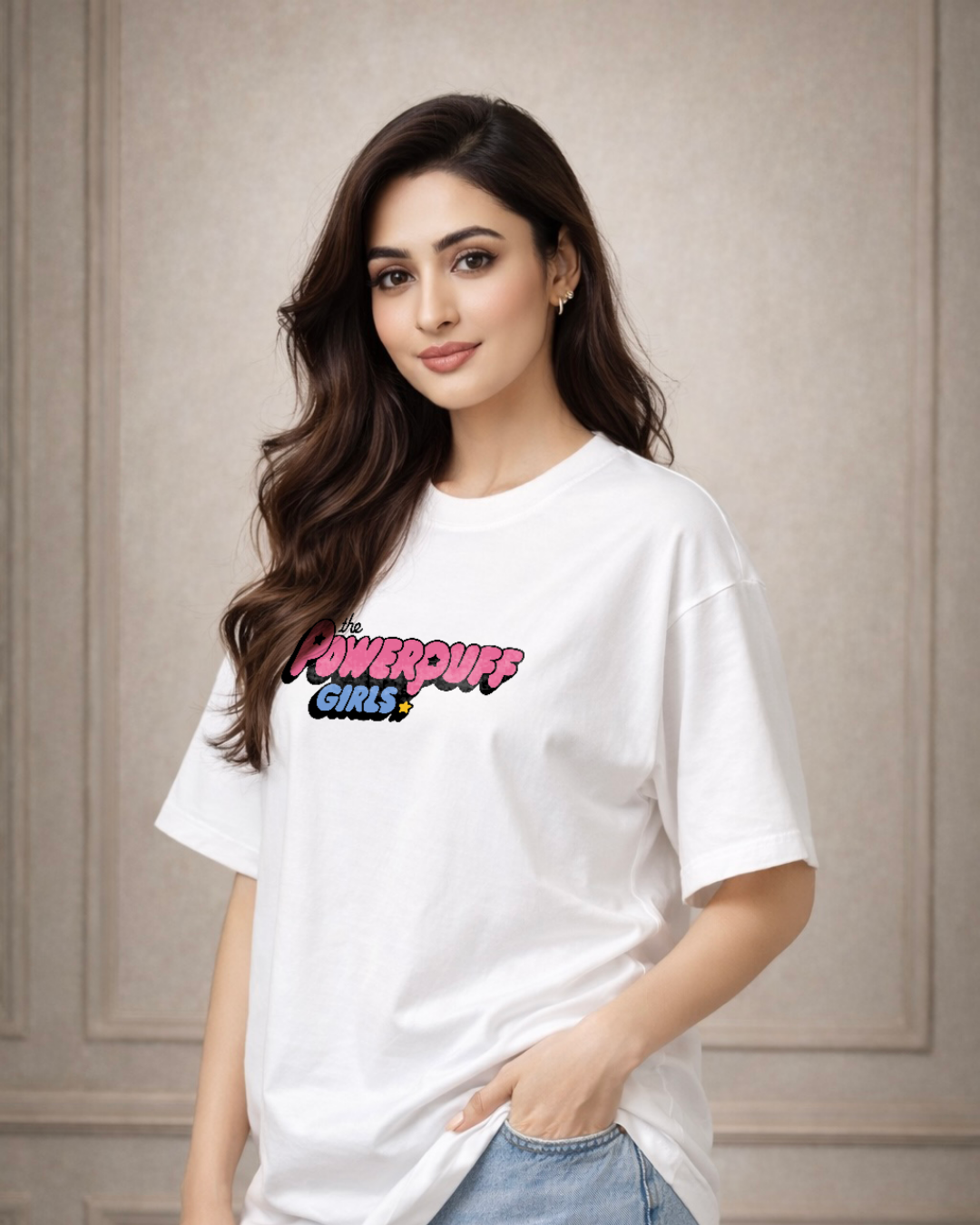 Zwuri Women Powerpuff Girls Oversized Tee