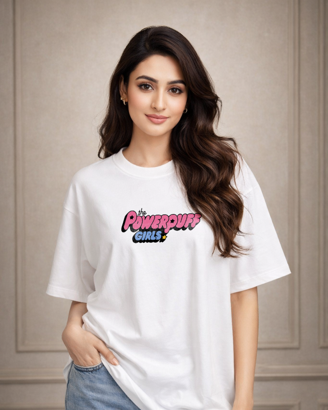 Zwuri Women Powerpuff Girls Oversized Tee