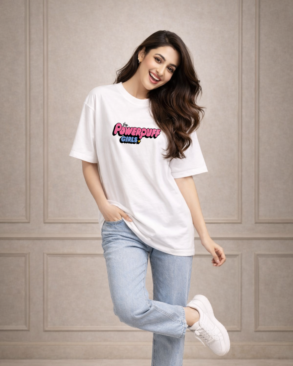 Zwuri Women Powerpuff Girls Oversized Tee