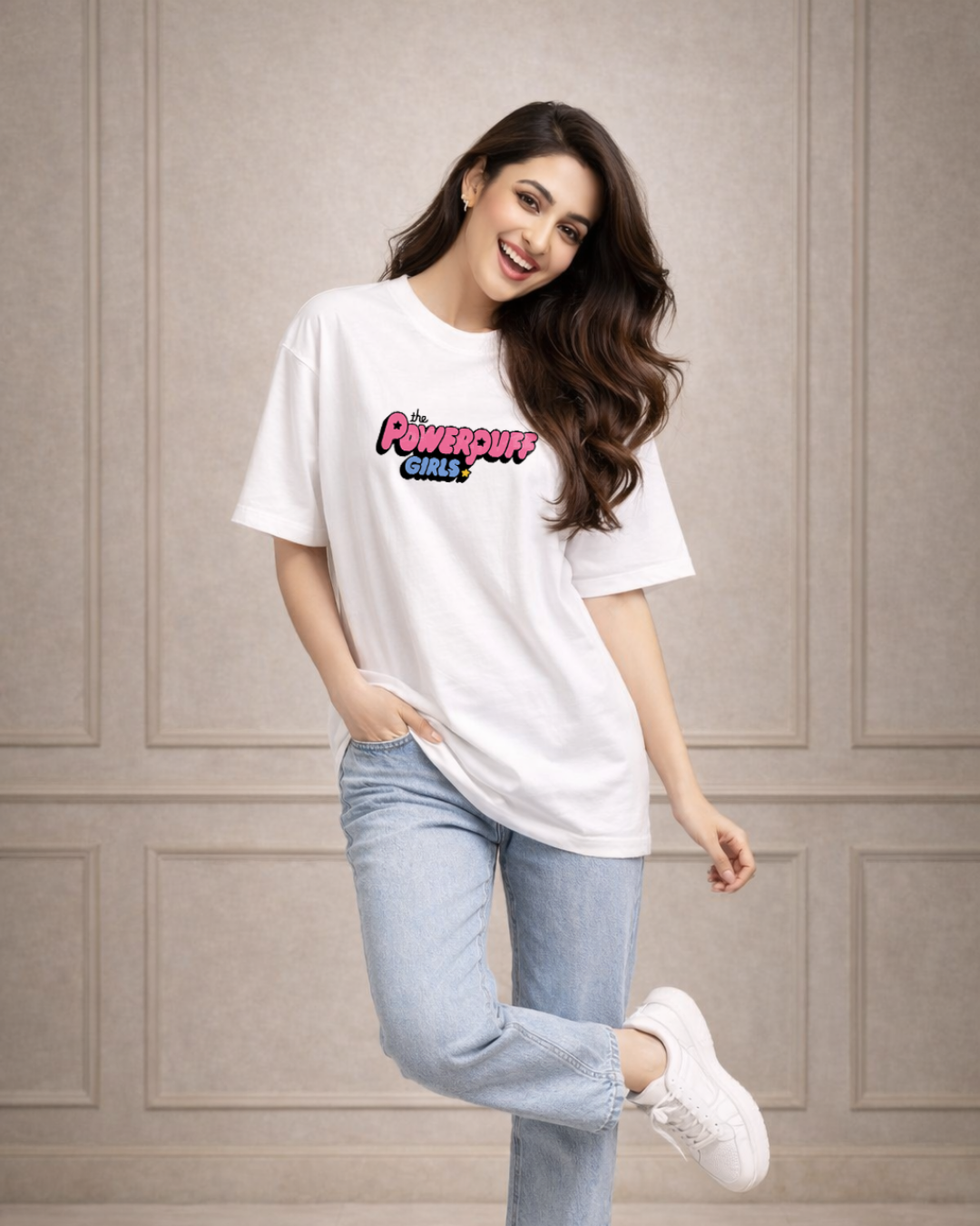 Zwuri Women Powerpuff Girls Oversized Tee