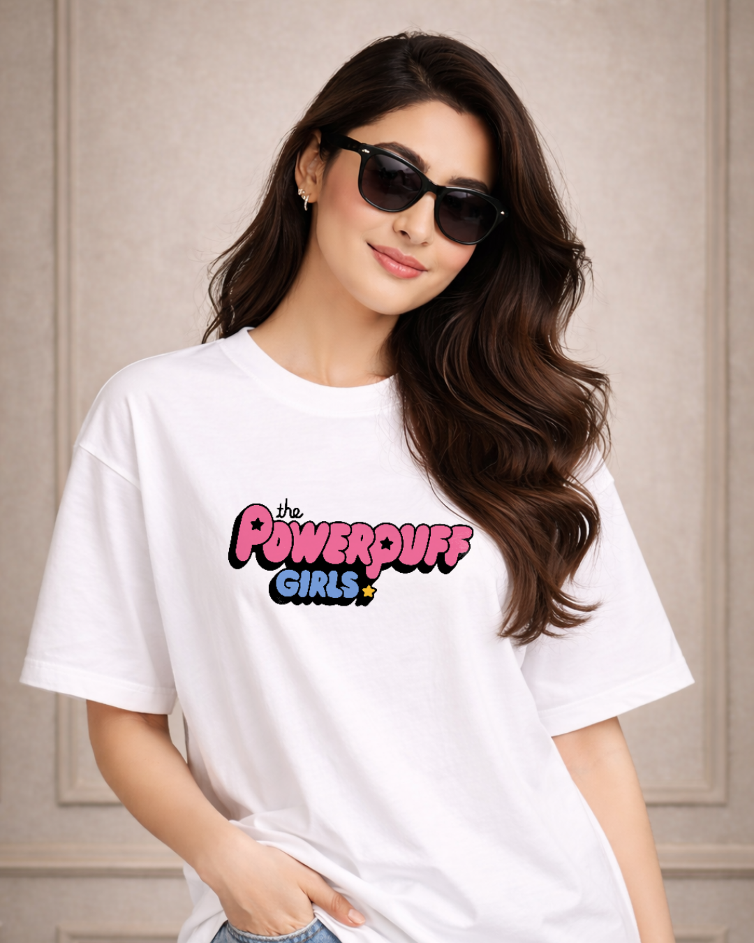 Zwuri Women Powerpuff Girls Oversized Tee