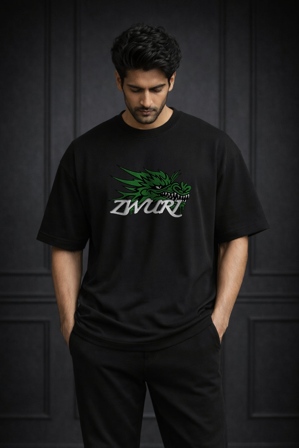 Zwuri Men Azure Dragon Oversized Tee