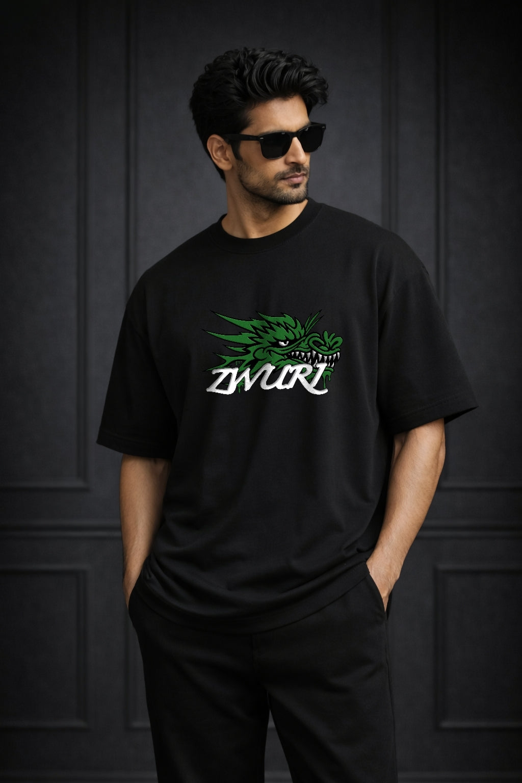 Zwuri Men Azure Dragon Oversized Tee