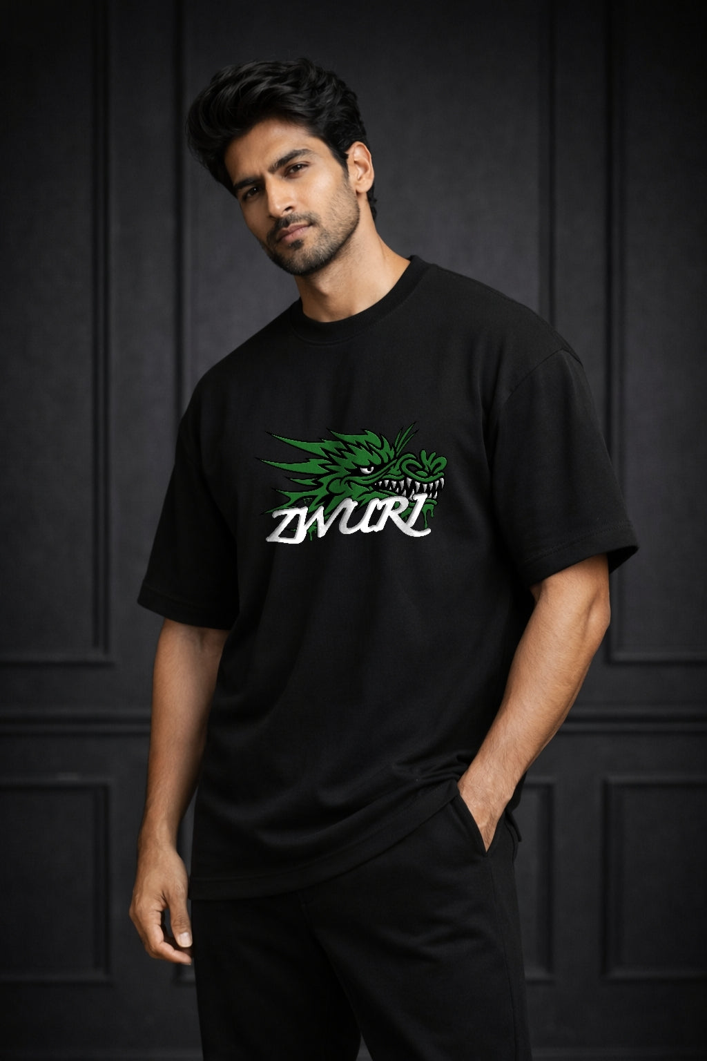 Zwuri Men Azure Dragon Oversized Tee