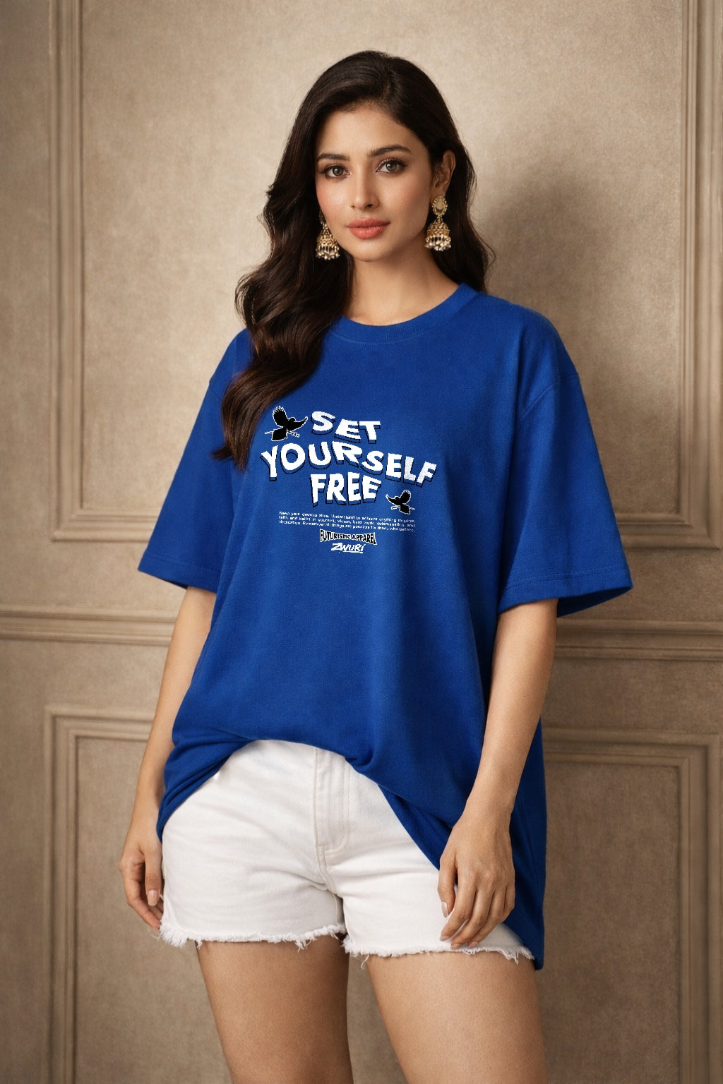 Zwuri Women Set Yourself Free Oversized Tee