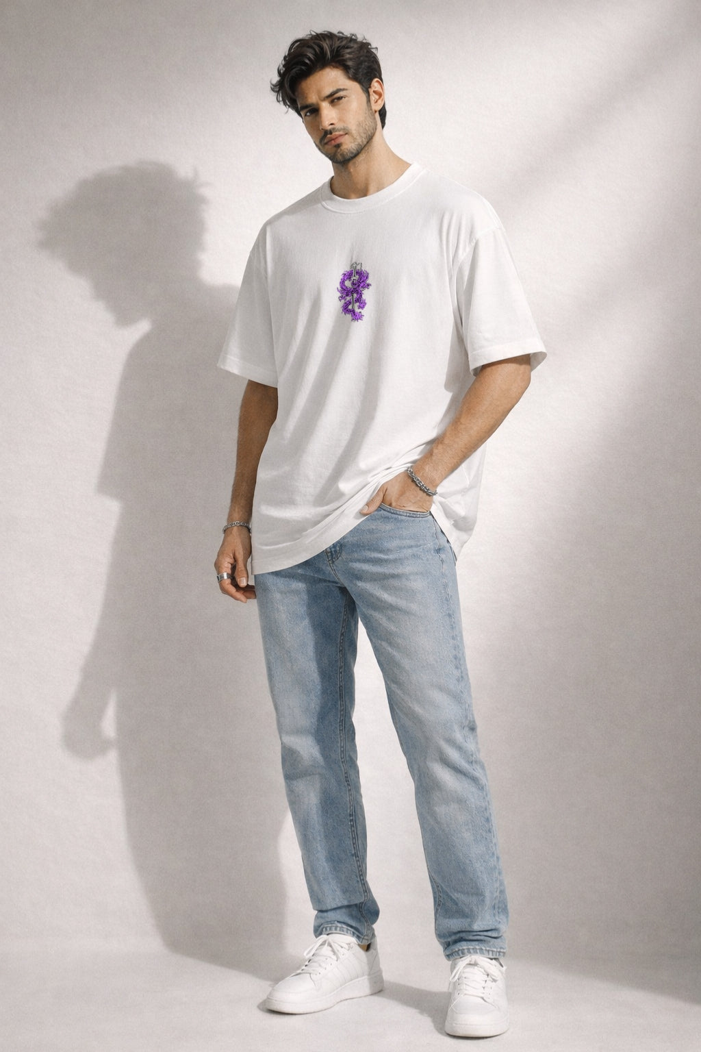 Zwuri Men Dragon Sword Oversized Tee