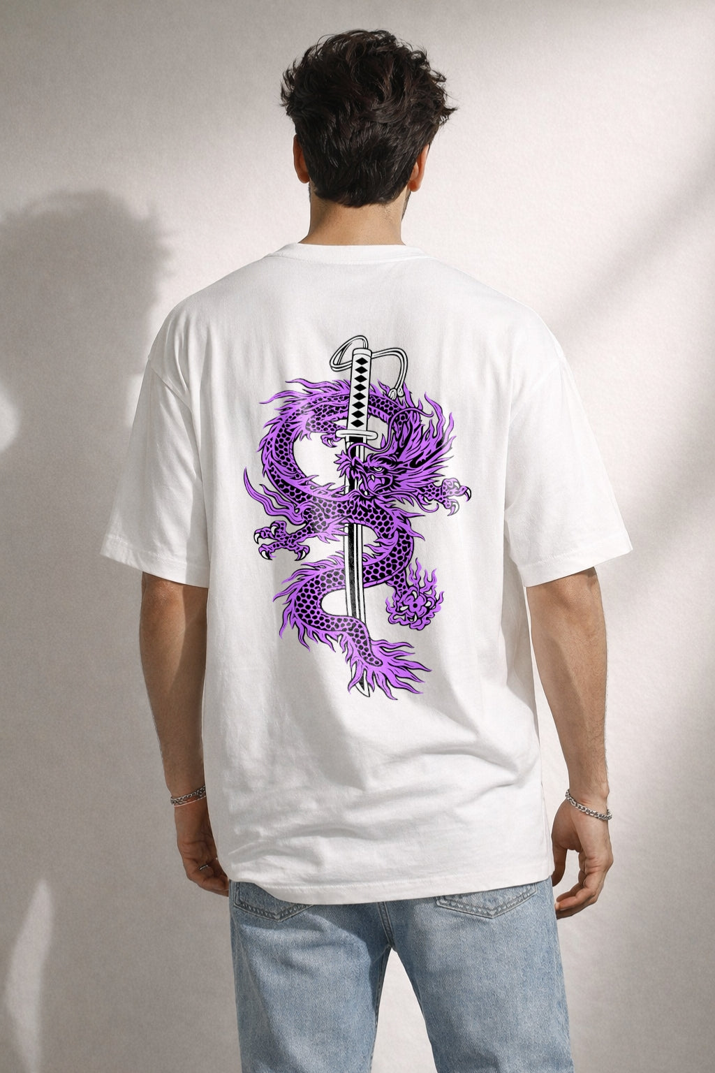 Zwuri Men Dragon Sword Oversized Tee