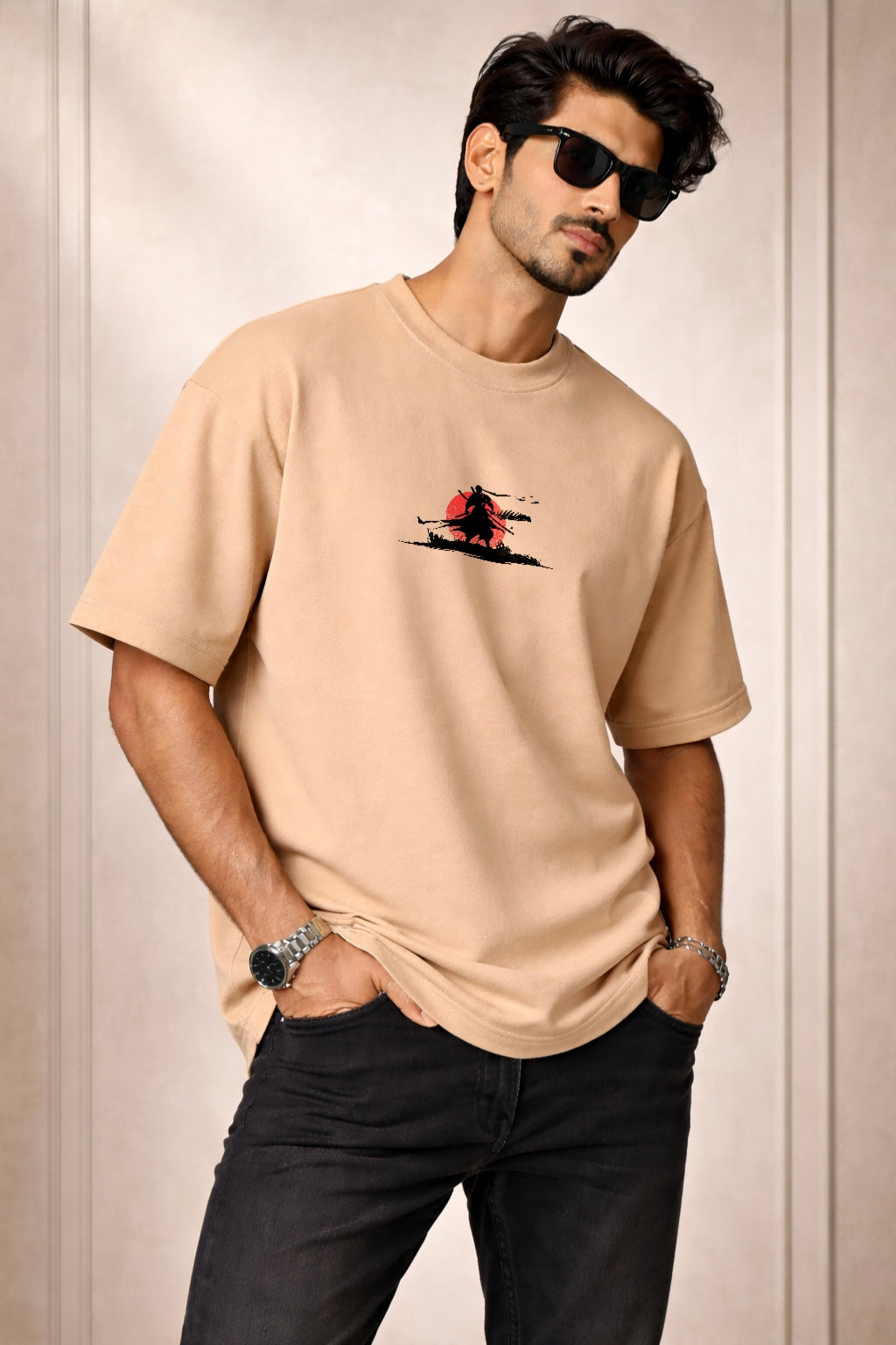 Zwuri Men Samurai Warrior Oversized Tee