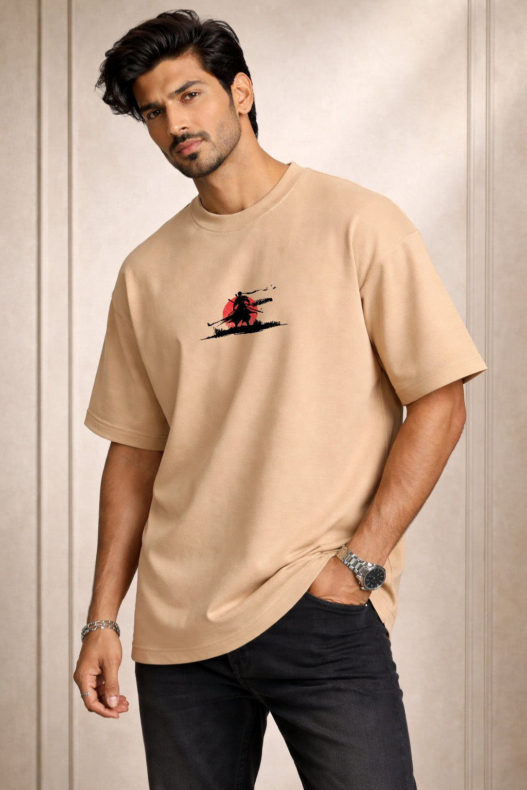 Zwuri Men Samurai Warrior Oversized Tee