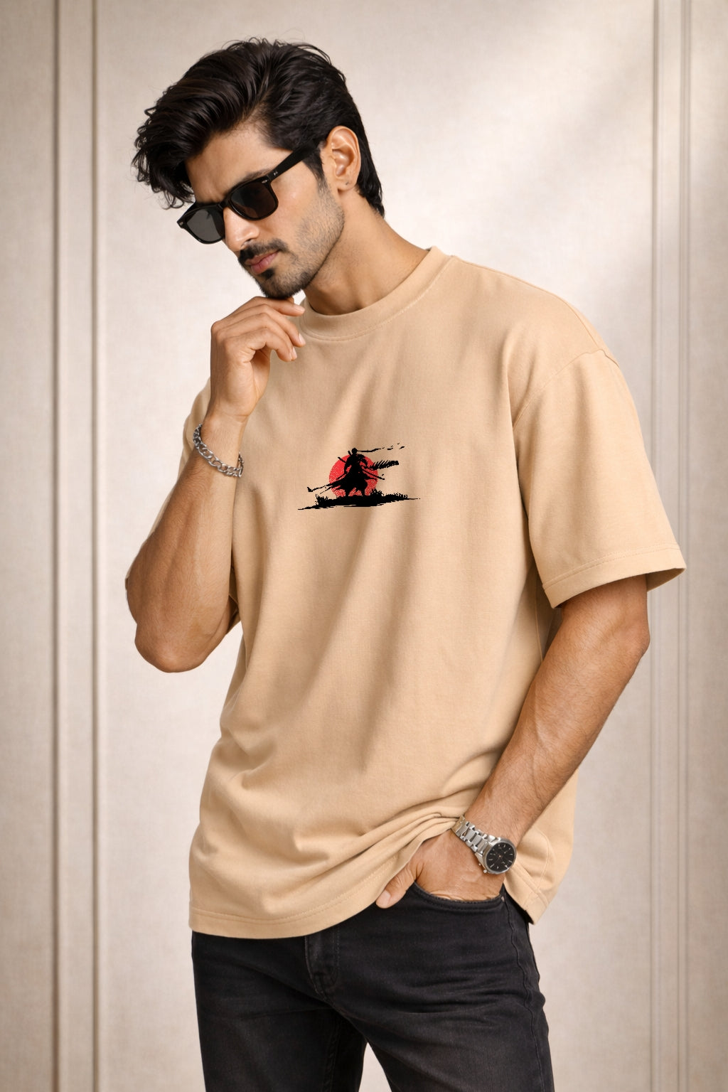 Zwuri Men Samurai Warrior Oversized Tee