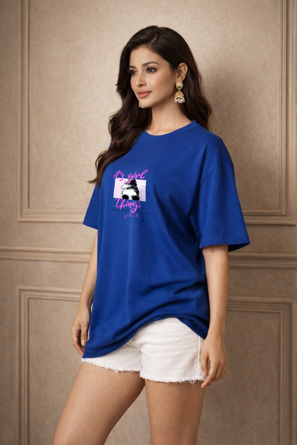 Zwuri Women It's Girl Thing Oversized Tee