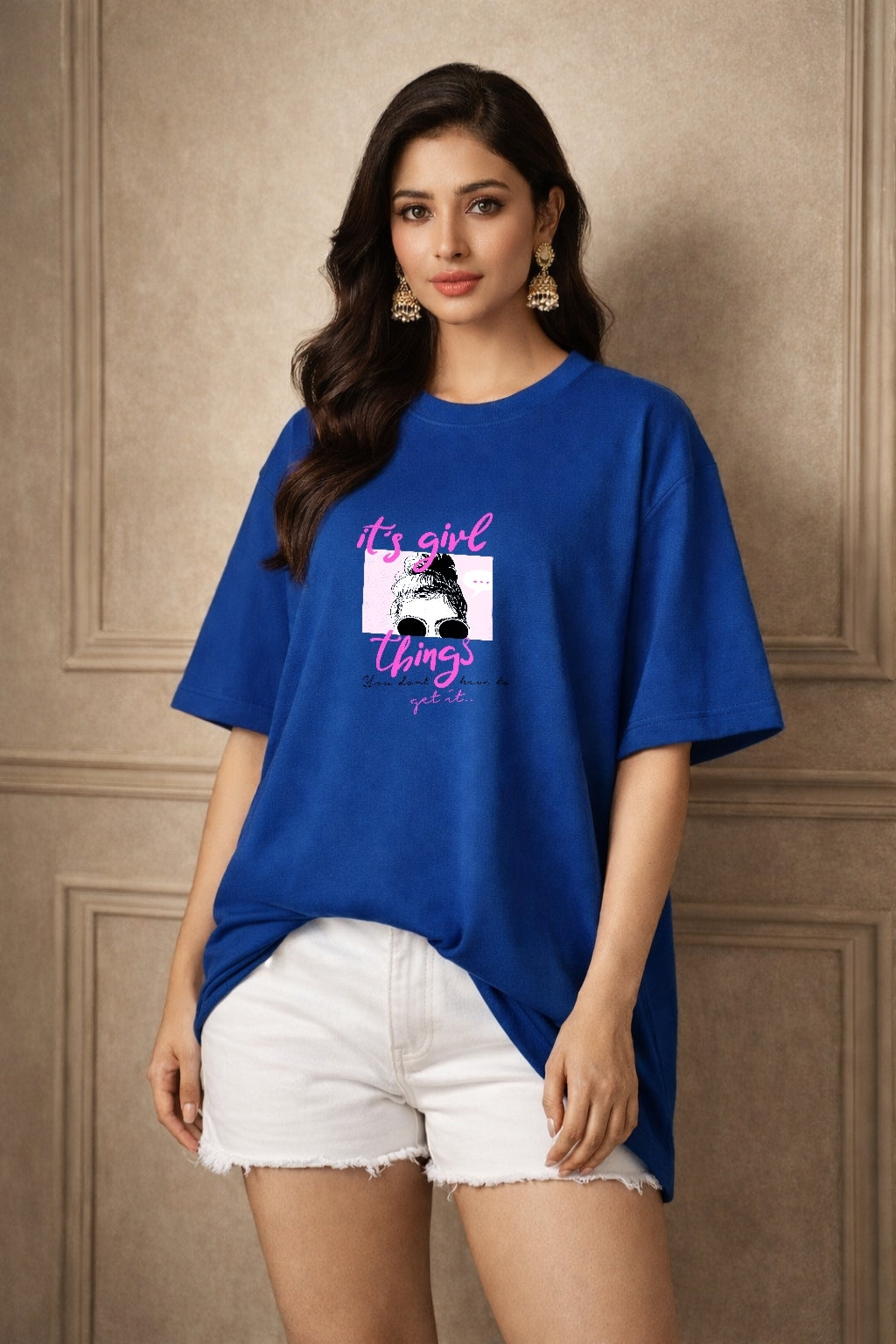 Zwuri Women It's Girl Thing Oversized Tee