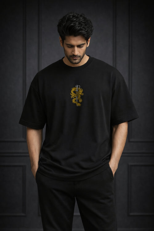 Zwuri Men Dragon Sword Oversized Tee