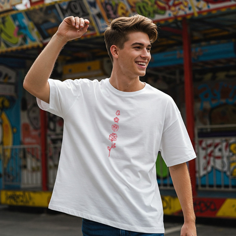 🌹 Roses Minimal Oversized T-Shirt for Men by Zwuri