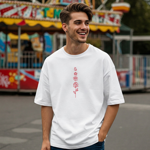 🌹 Roses Minimal Oversized T-Shirt for Men by Zwuri