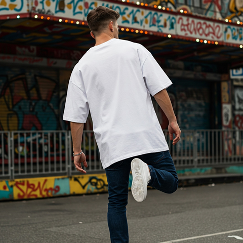 Classic Oversized Tee for Men – Crimson Red Solid & Statement-Free by Zwuri