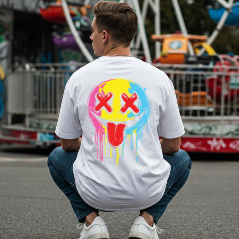 😜 Smile Drip Oversized T-Shirt for men by Zwuri